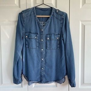 ARITZIA WILFRED button down boho chambray denim comfy essential shirt S/M